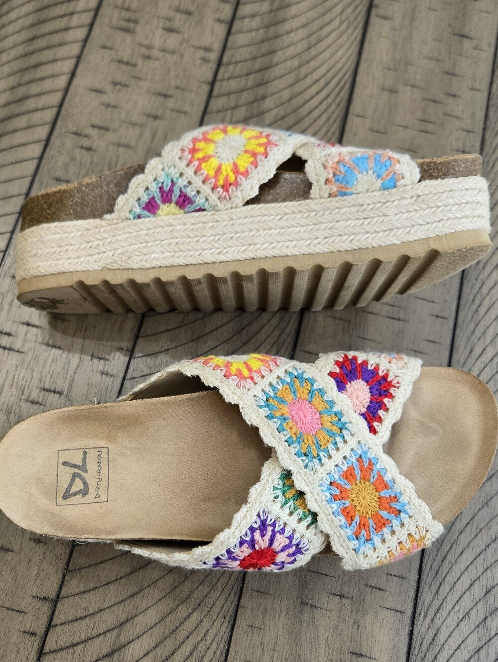 Dirty Laundry Boho Crochet Platform Slide Sandals